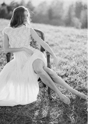 Cap Sleeve Ivory Lace Chiffon Wedding Dress
